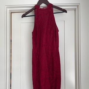 BB Dakota Cherie High Neck Lace Shift Dress